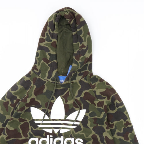 adidas Mens Green Camouflage  Pullover Hoodie Size M