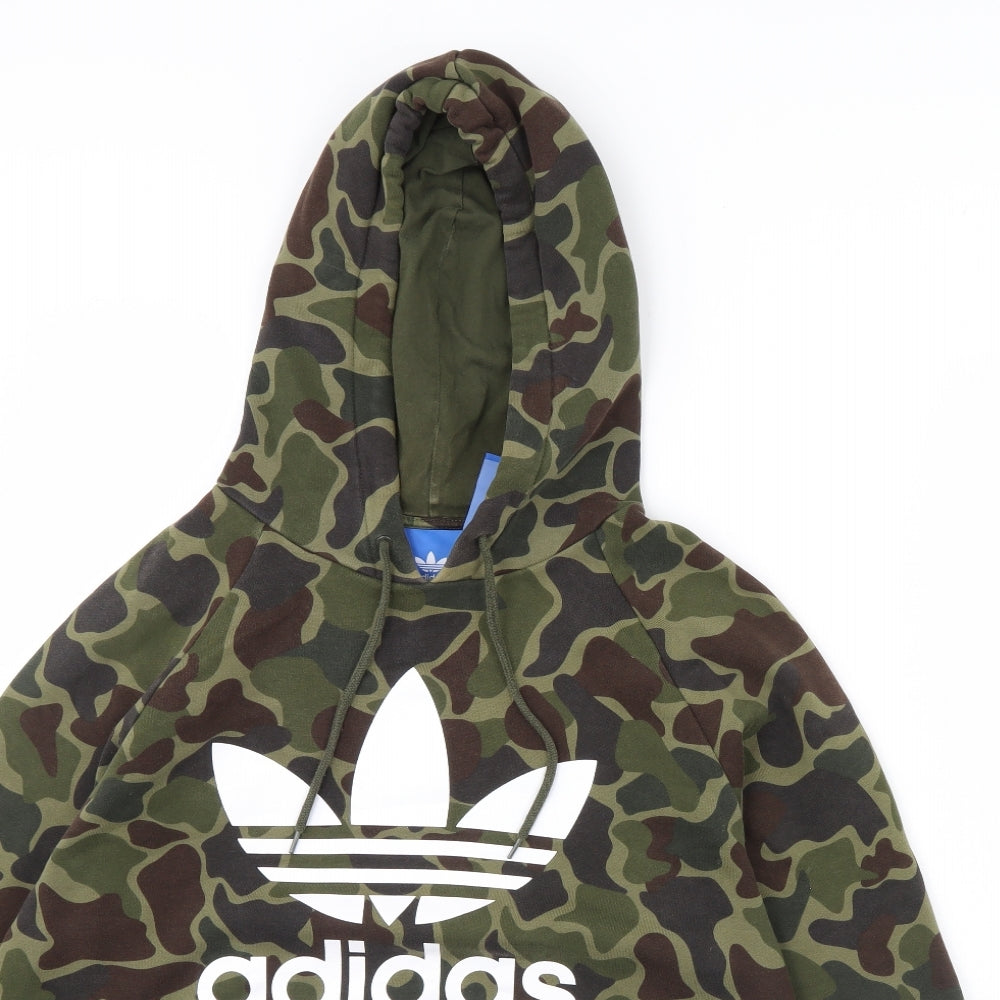 adidas Mens Green Camouflage  Pullover Hoodie Size M