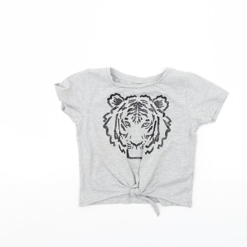 I Love Girls Wear Girls Grey   Cropped T-Shirt Size 4 Years  - Tiger