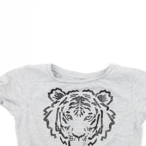 I Love Girls Wear Girls Grey   Cropped T-Shirt Size 4 Years  - Tiger