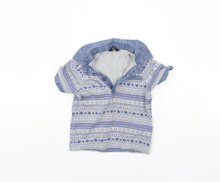 George Boys Blue Striped Basic Polo Size 12 Months