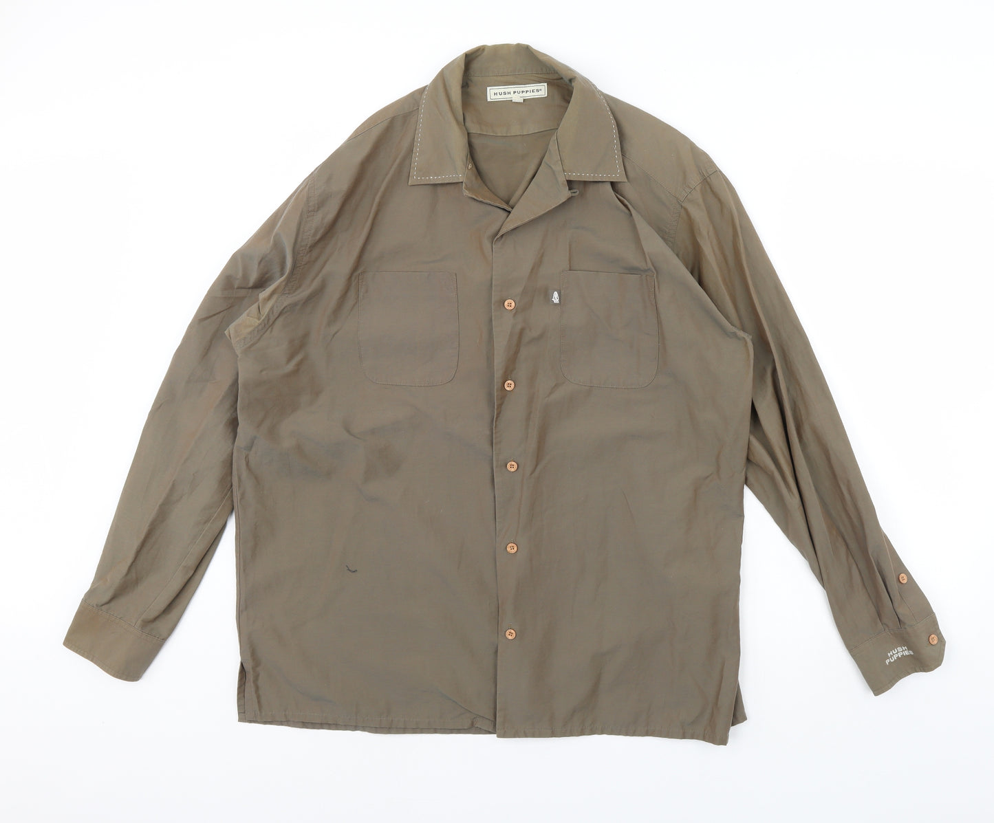 Hush Puppies Mens Brown    Dress Shirt Size L