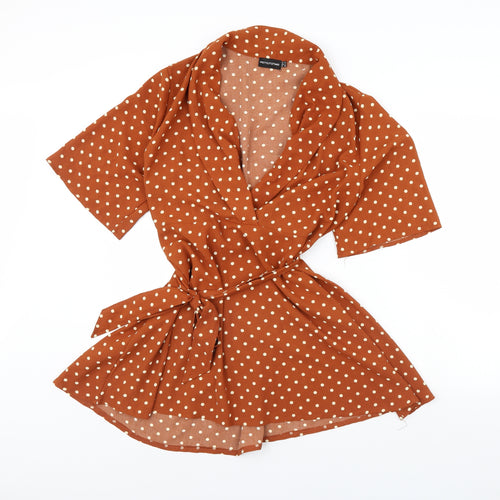 pretty little thing Womens Brown Polka Dot  Fit & Flare  Size 10