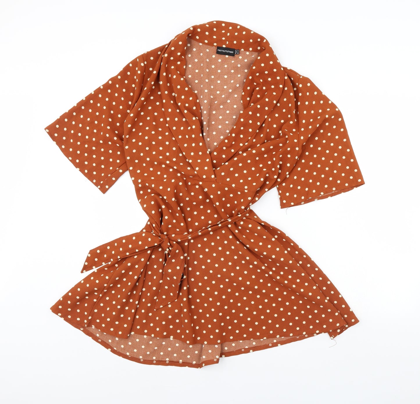 pretty little thing Womens Brown Polka Dot  Fit & Flare  Size 10