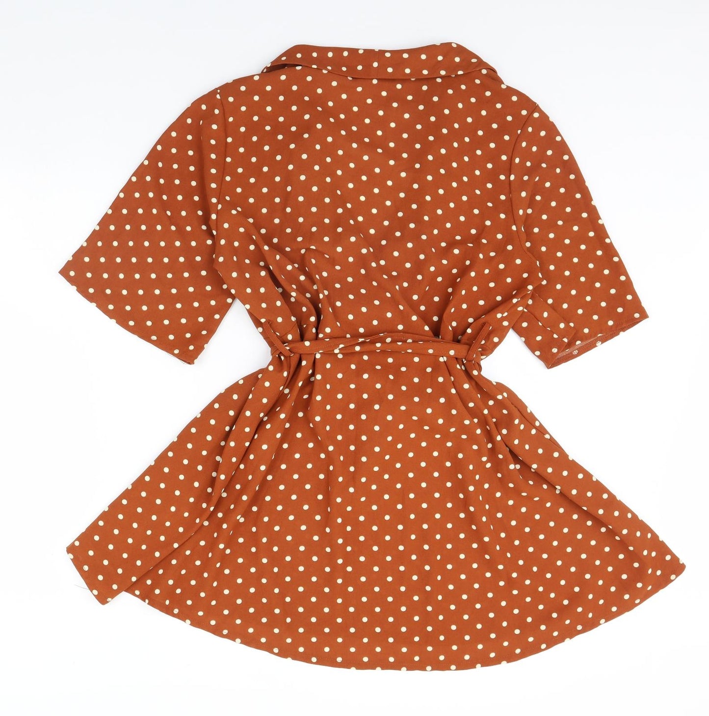 pretty little thing Womens Brown Polka Dot  Fit & Flare  Size 10