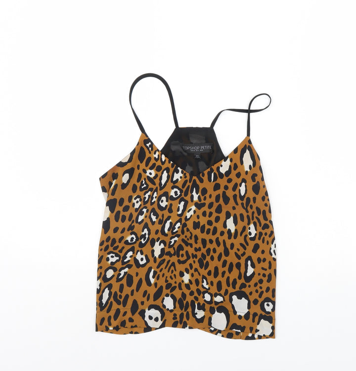 Topshop Womens Brown Animal Print Cropped Tank Size 8