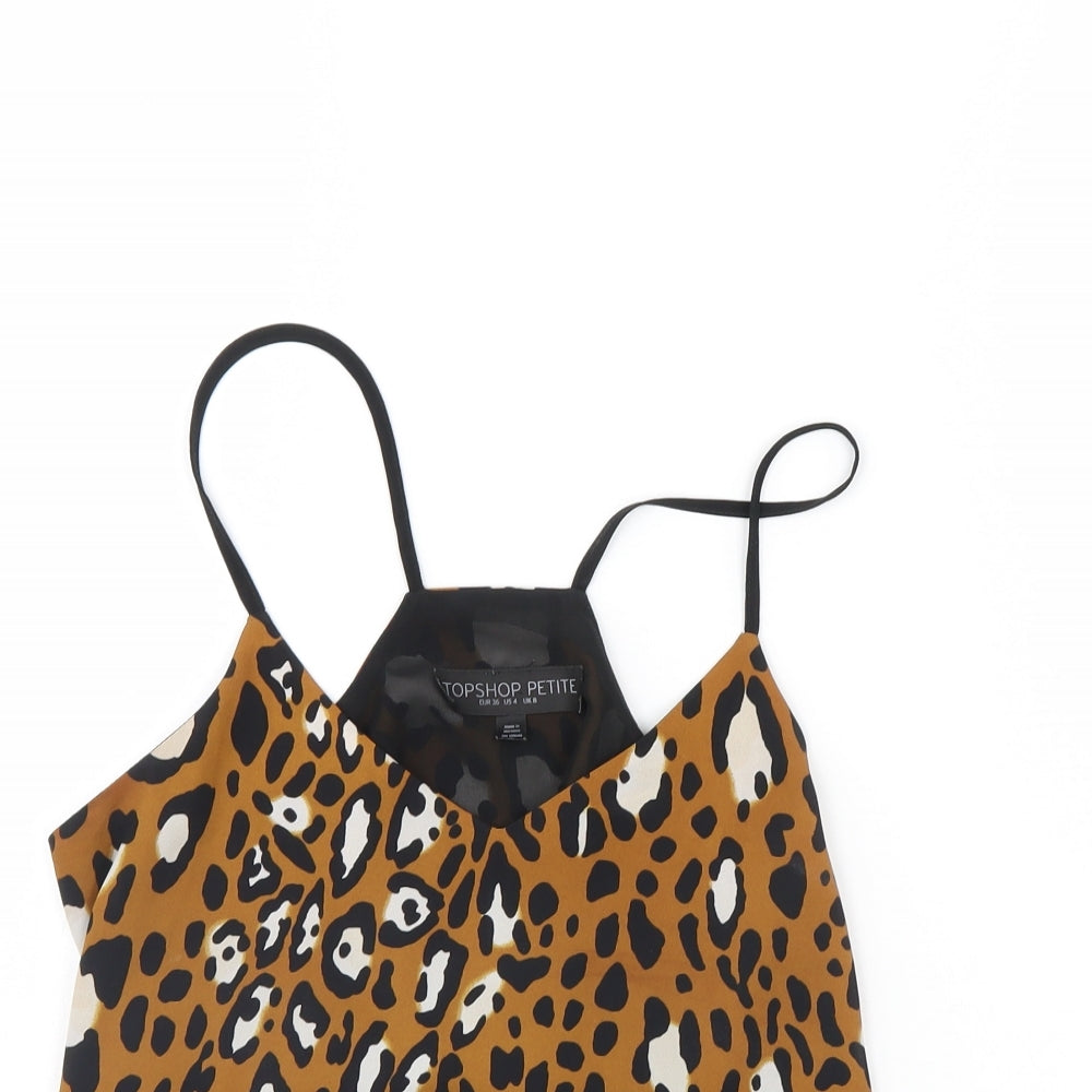 Topshop Womens Brown Animal Print  Cropped Tank Size 8
