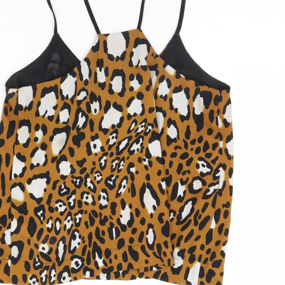Topshop Womens Brown Animal Print  Cropped Tank Size 8