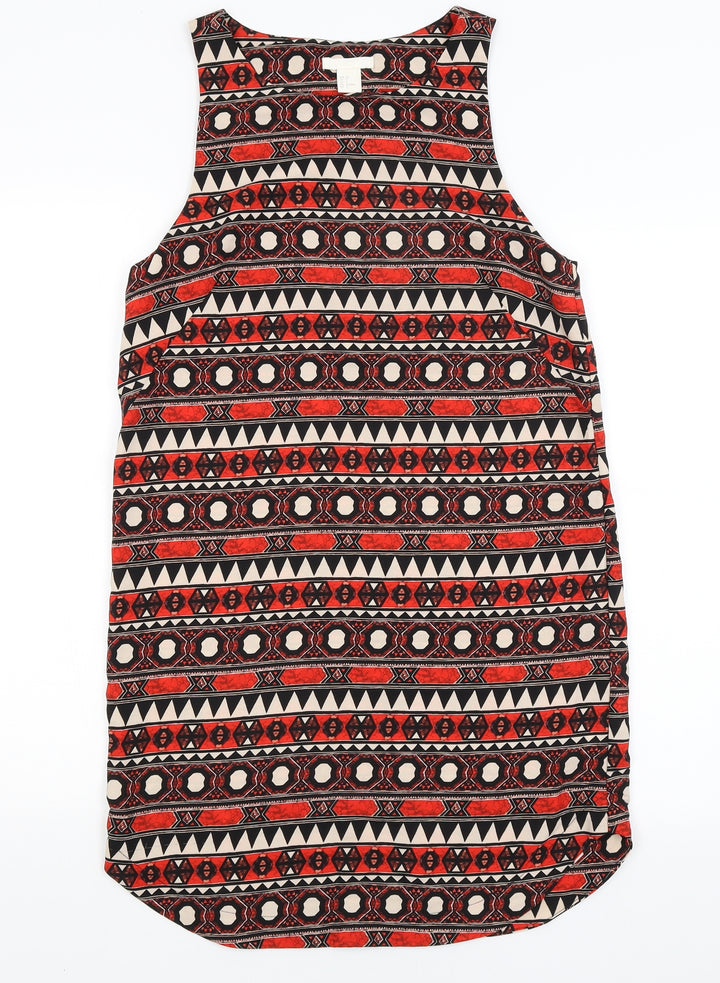 H&M Womens Red Geometric A-Line Size 8