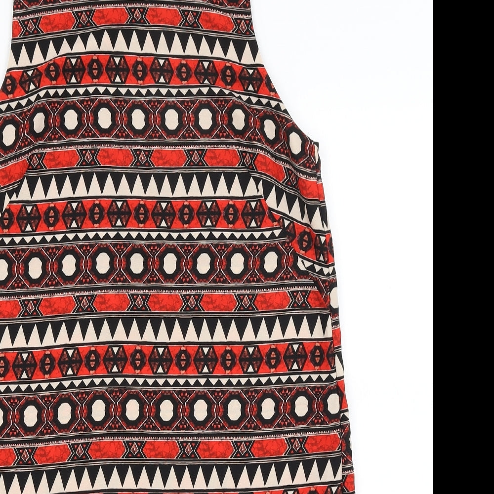H&M Womens Red Geometric  A-Line  Size 8