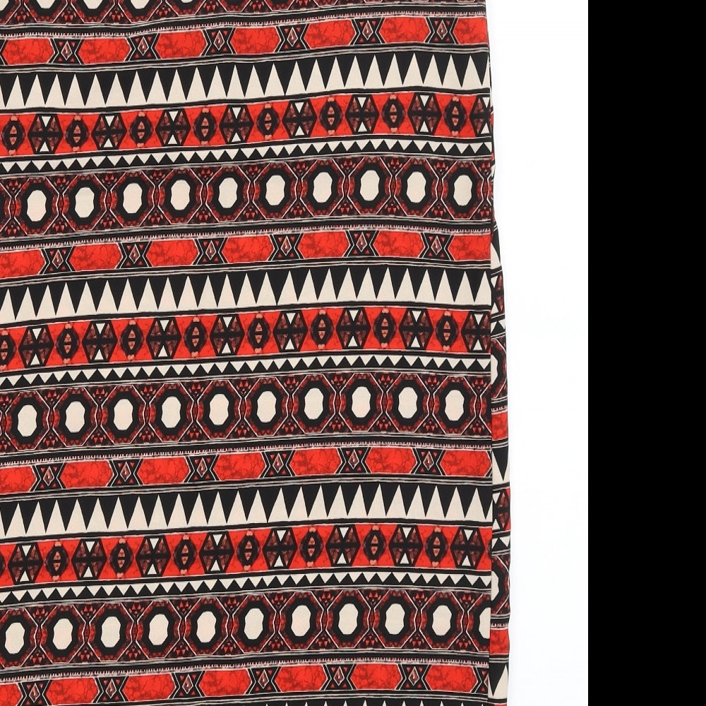H&M Womens Red Geometric  A-Line  Size 8