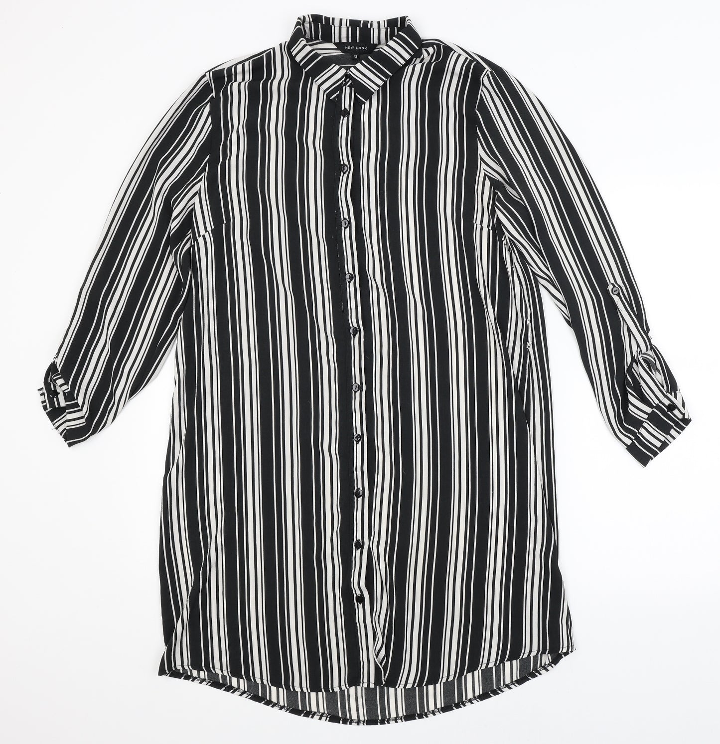 New Look Womens Black Striped  Shirt Dress  Size 10