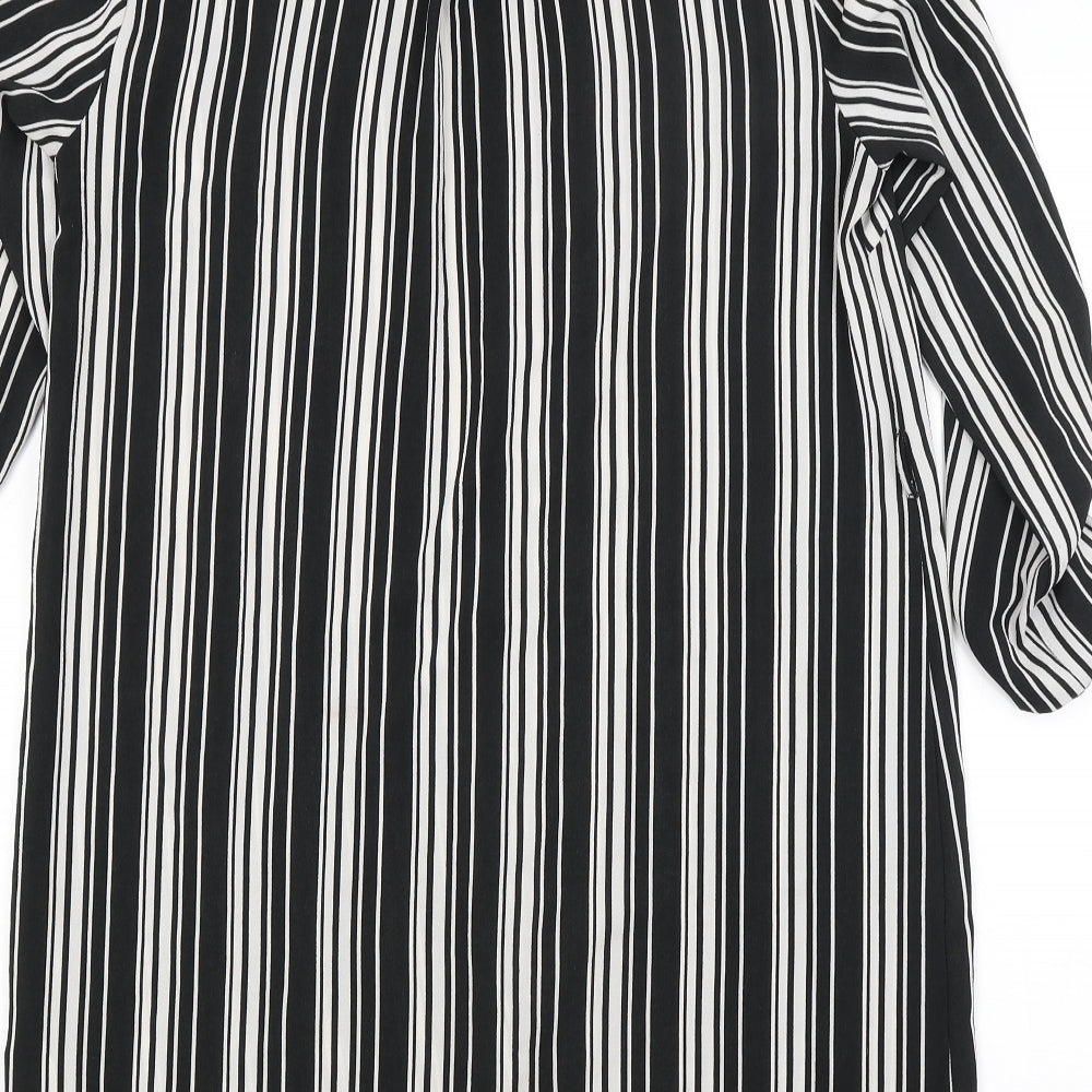 New Look Womens Black Striped  Shirt Dress  Size 10