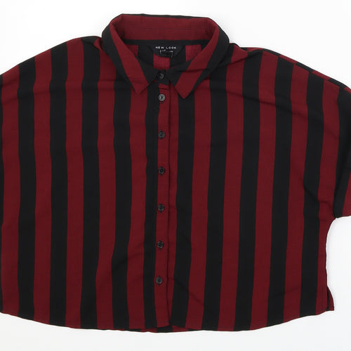 New Look Girls Red Striped  Cropped Button-Up Size 14 Years