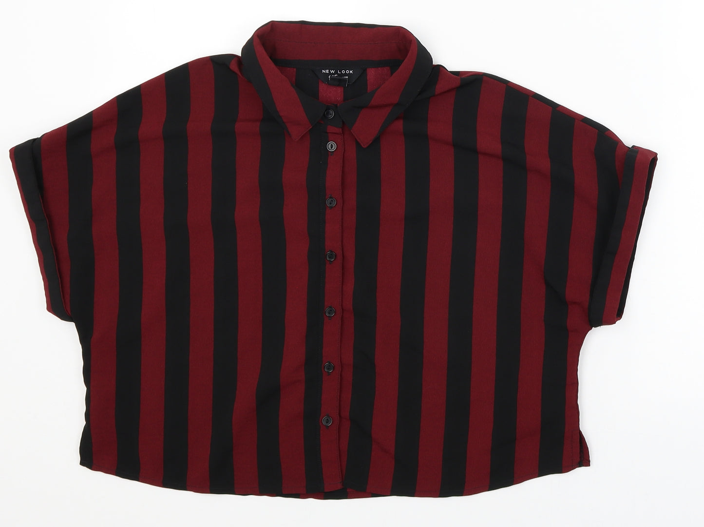 New Look Girls Red Striped  Cropped Button-Up Size 14 Years