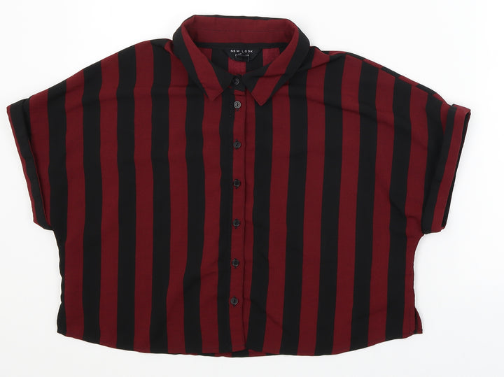 New Look Girls Red Striped  Cropped Button-Up Size 14 Years