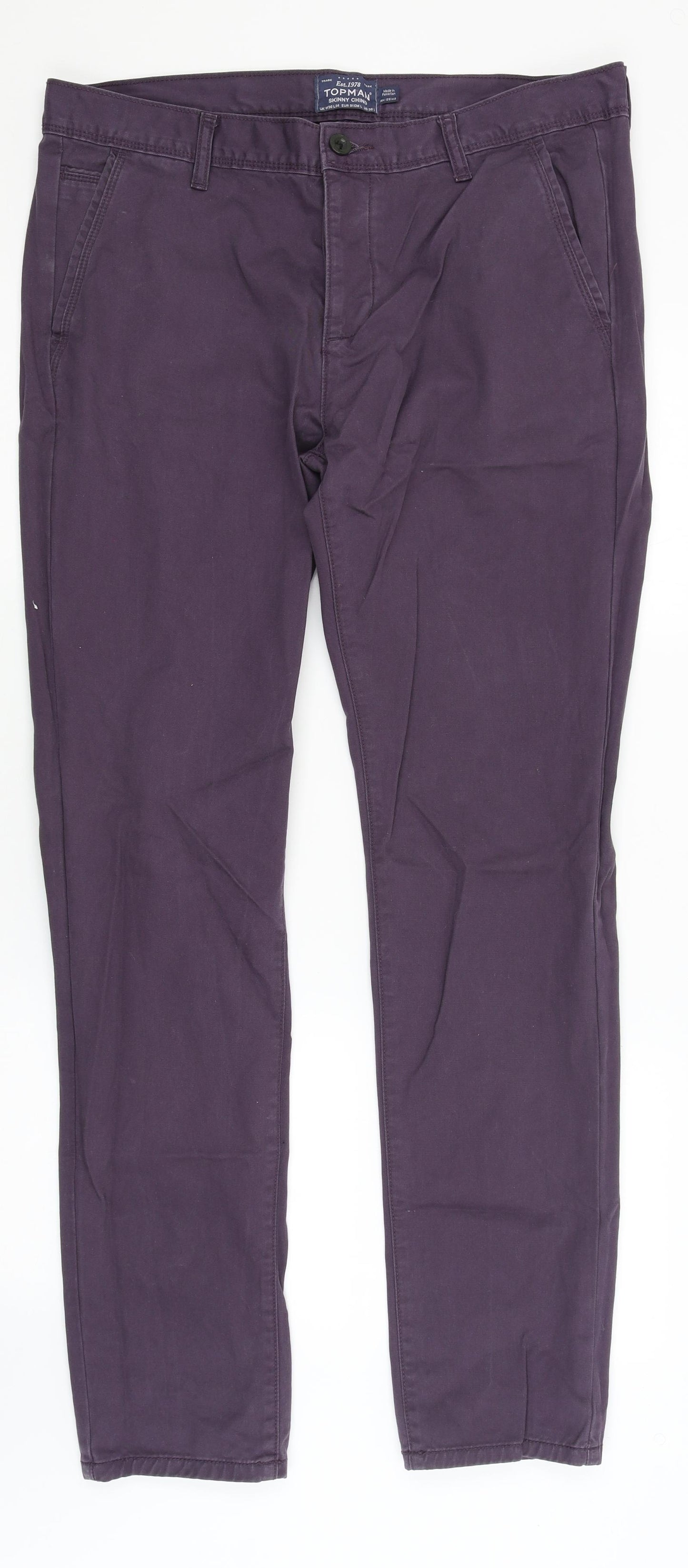 Topman Mens Purple   Chino Trousers Size 36 in L32 in