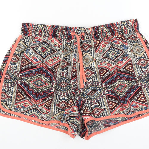 Denim Co Womens Red Geometric  Hot Pants Shorts Size 10