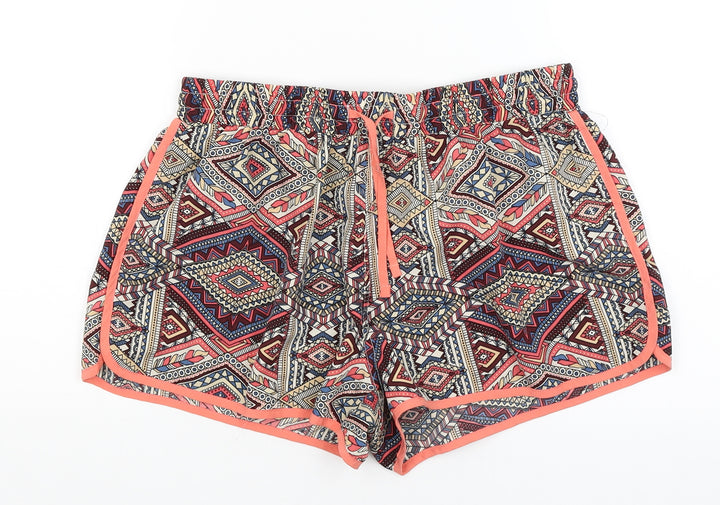 Denim Co Womens Red Geometric Hot Pants Shorts Size 10