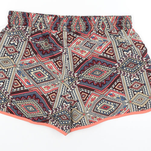 Denim Co Womens Red Geometric  Hot Pants Shorts Size 10