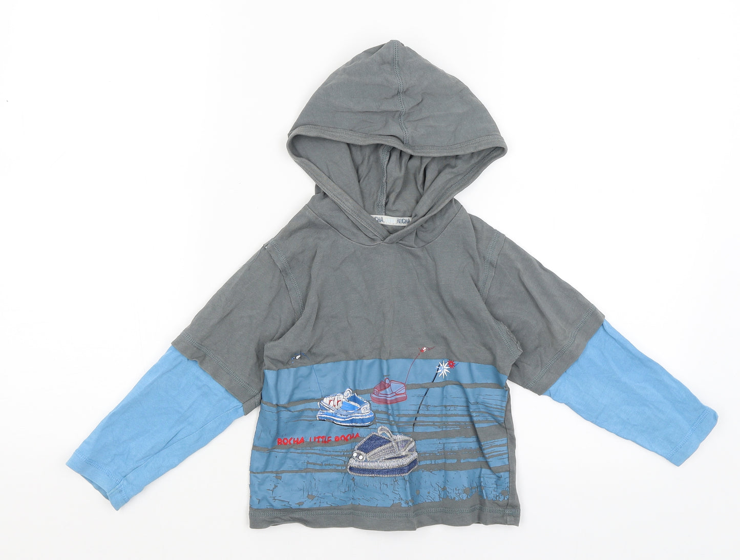 John Rocha Boys Grey   Pullover Hoodie Size 2-3 Years  - Bumper Cars