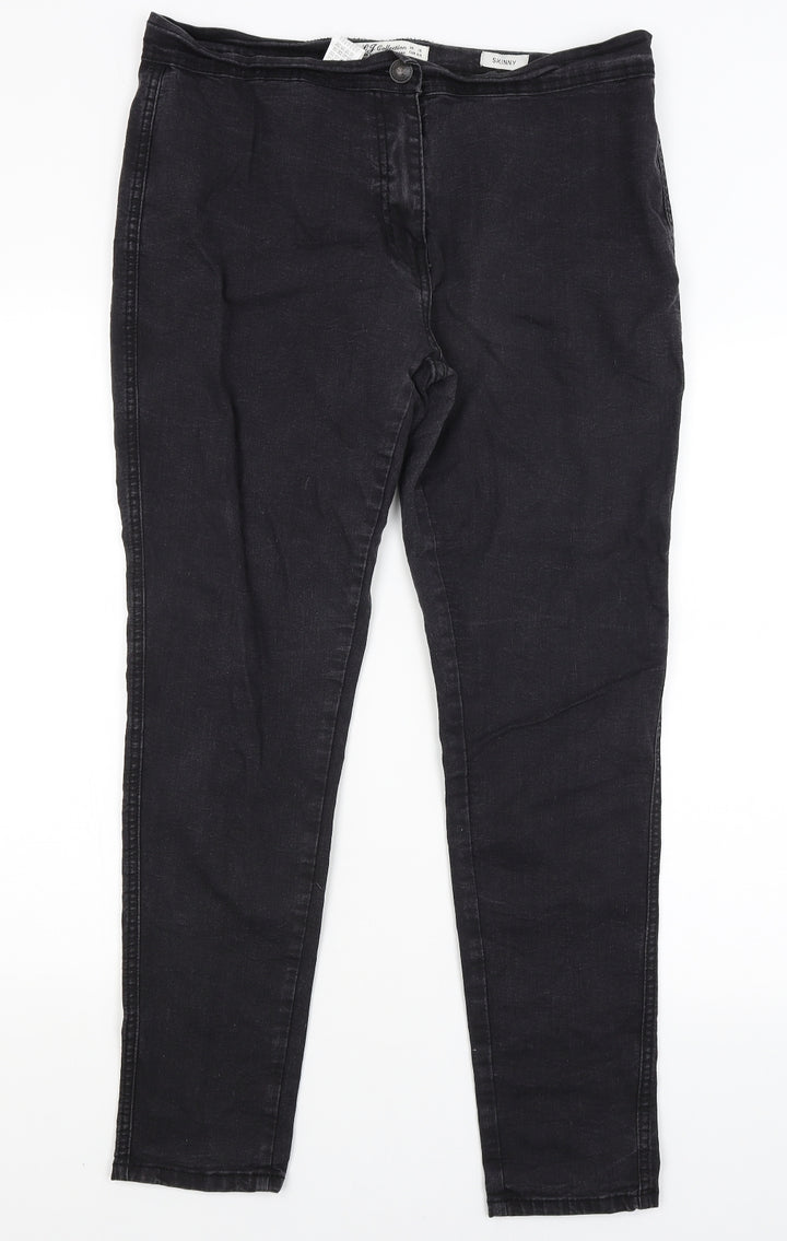 LJ Collection Womens Black Skinny Jeans Size 16 L28 in