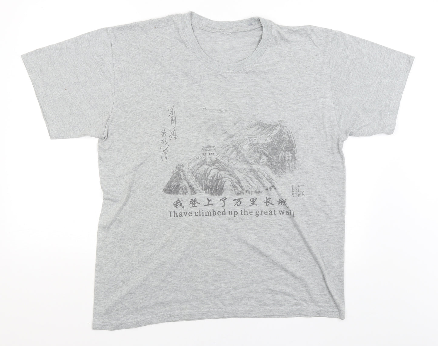 Preworn Mens Grey    T-Shirt Size XL  - Great Wall