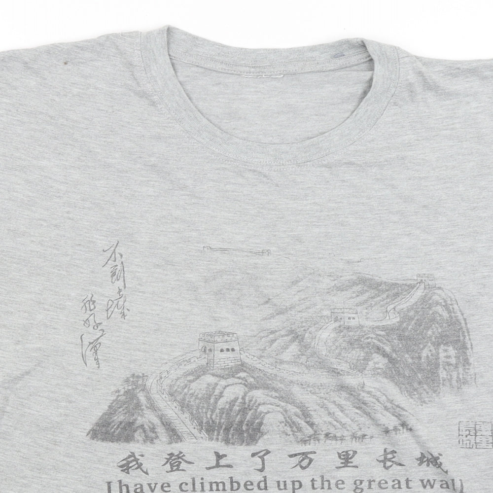 Preworn Mens Grey    T-Shirt Size XL  - Great Wall