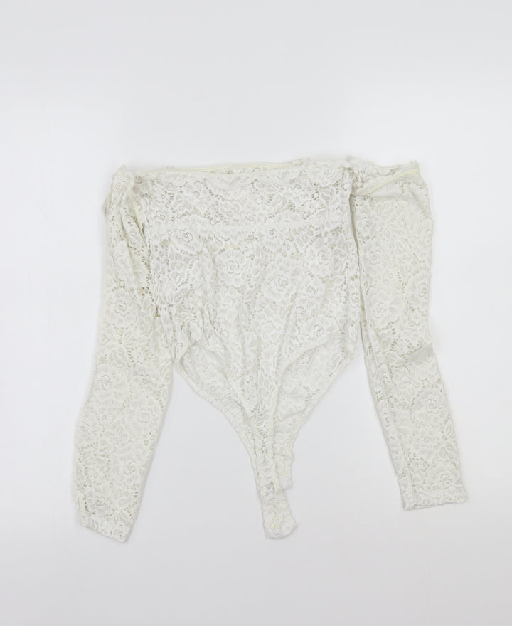 ASOS Womens White   Bodysuit One-Piece Size 12