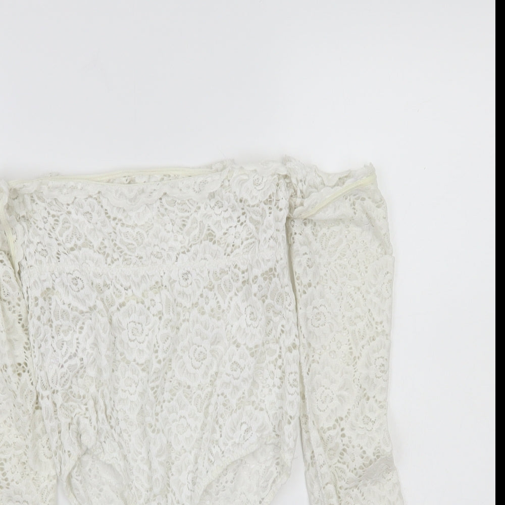 ASOS Womens White   Bodysuit One-Piece Size 12