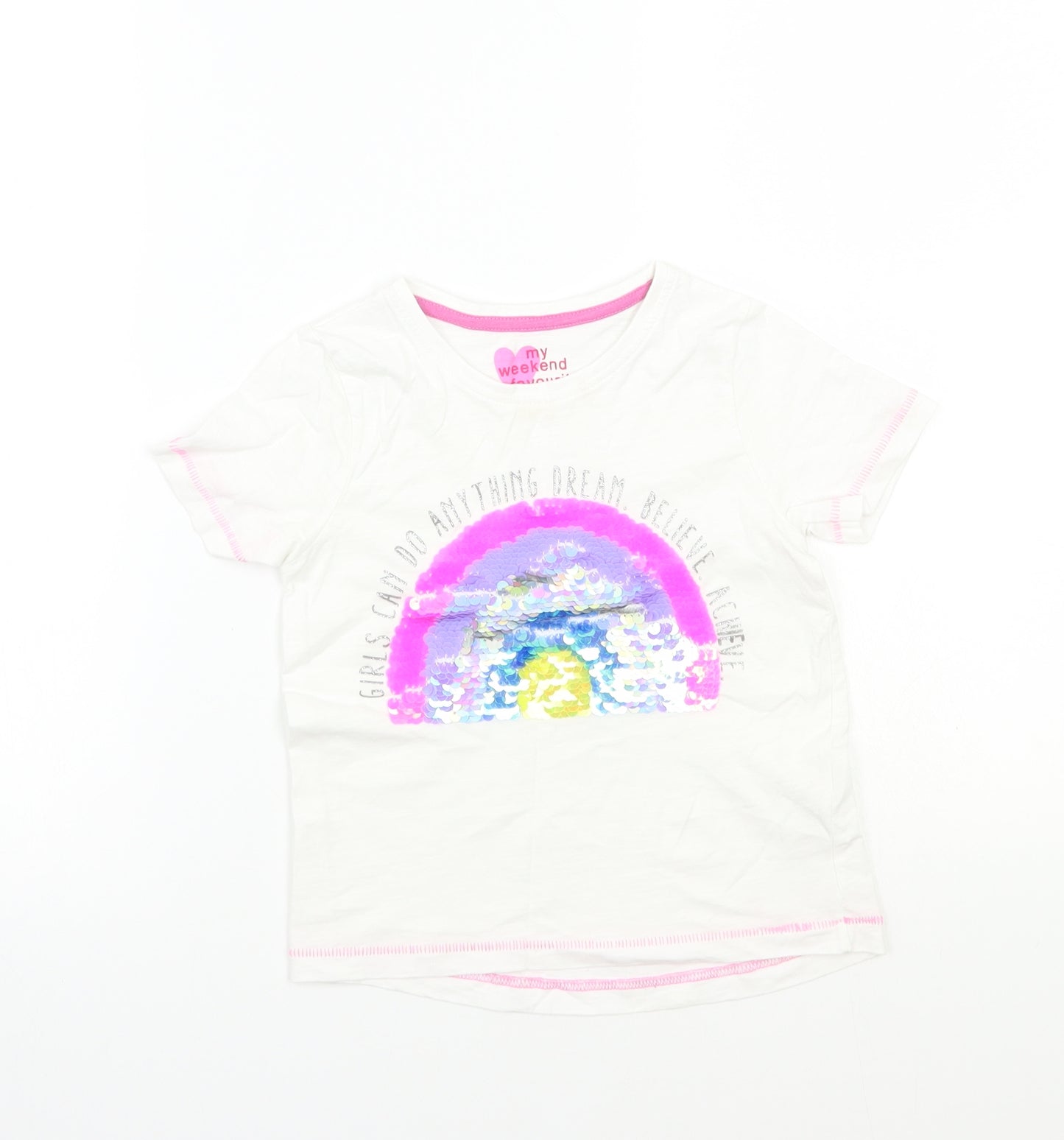 Matalan Girls White   Basic T-Shirt Size 3 Years