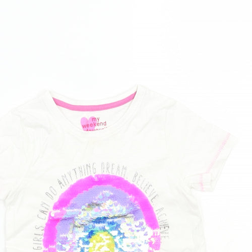 Matalan Girls White   Basic T-Shirt Size 3 Years