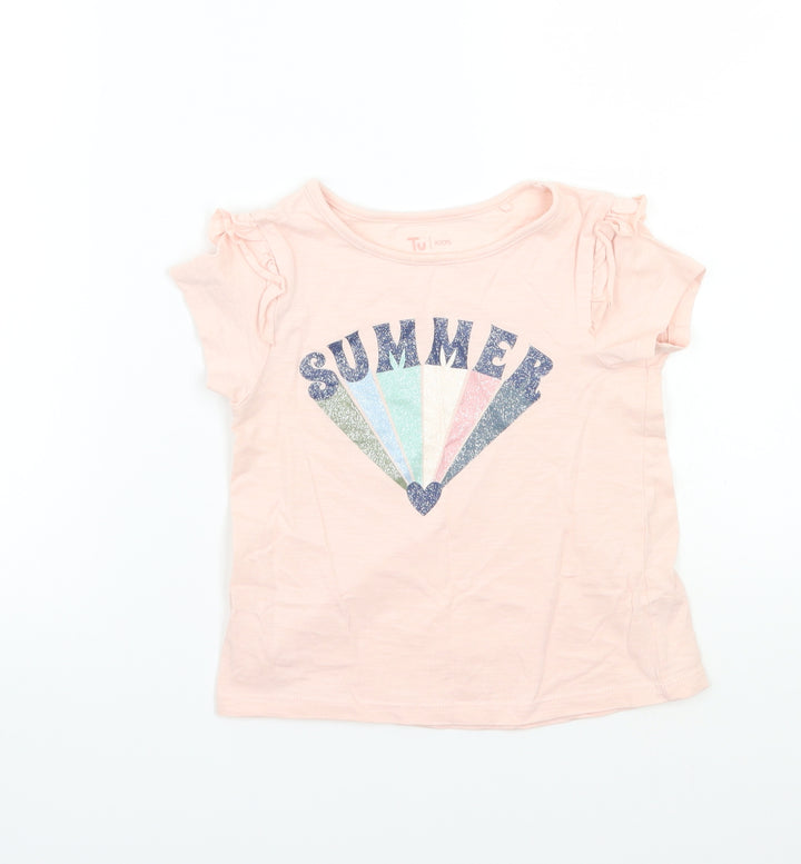 TU Girls Pink Basic T-Shirt Size 5 Years