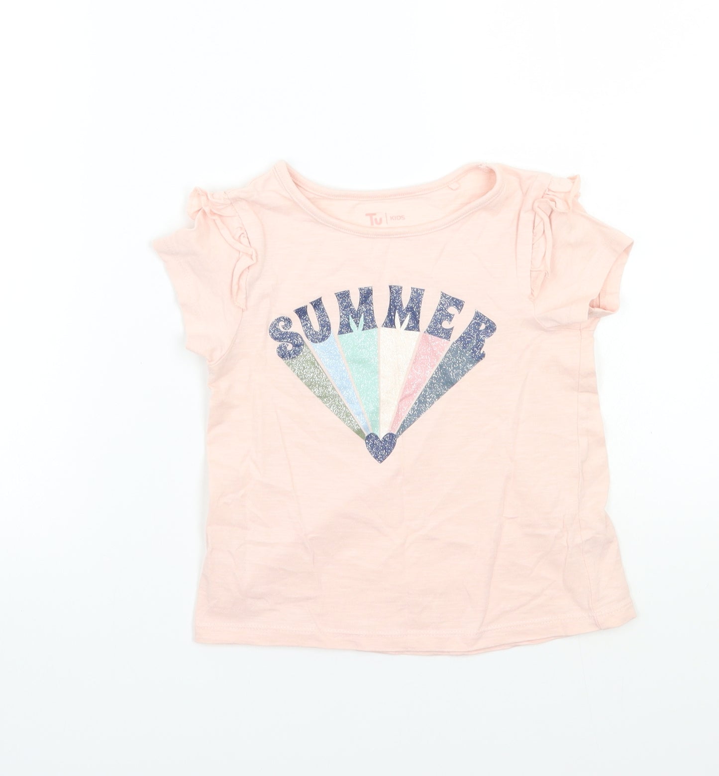 TU Girls Pink   Basic T-Shirt Size 5 Years