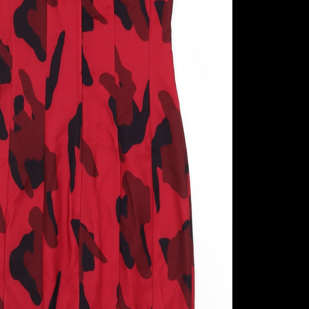 H&M Womens Red Batik Rayon A-Line  Size 10