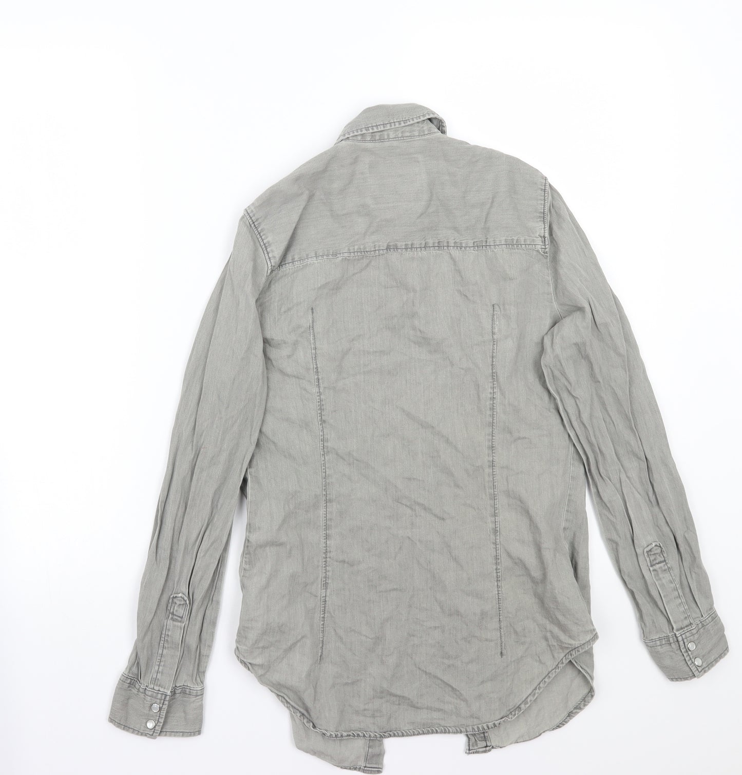 Denim & Co. Womens Grey   Basic Button-Up Size 6