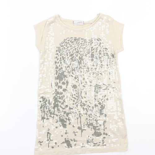 NEXT Girls Beige  Rayon Basic T-Shirt Size 4 Years