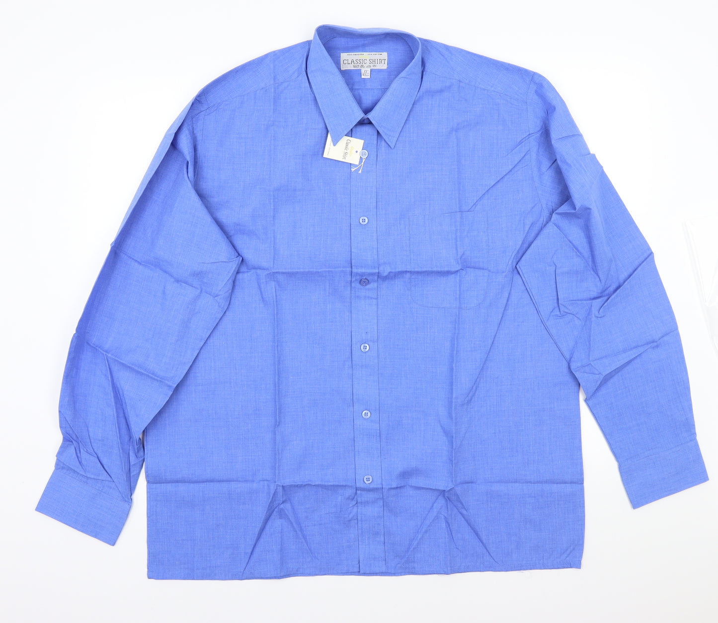 Classics Mens Blue    Button-Up Size 17