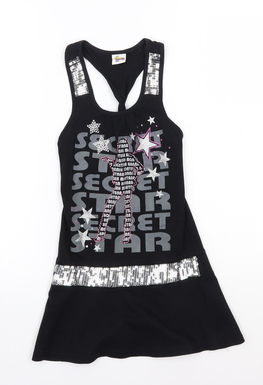 Hannah Montana Girls Black   Basic T-Shirt Size 8-9 Years