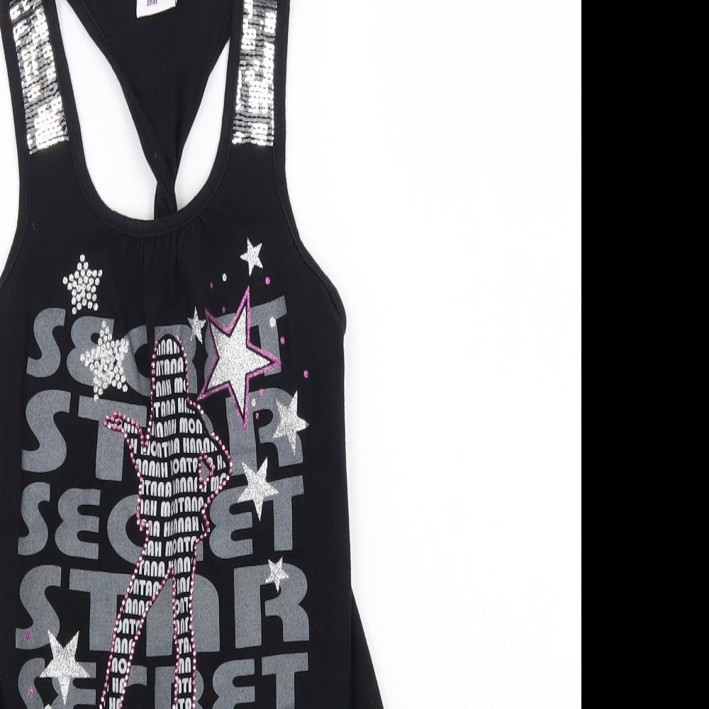 Hannah Montana Girls Black   Basic T-Shirt Size 8-9 Years