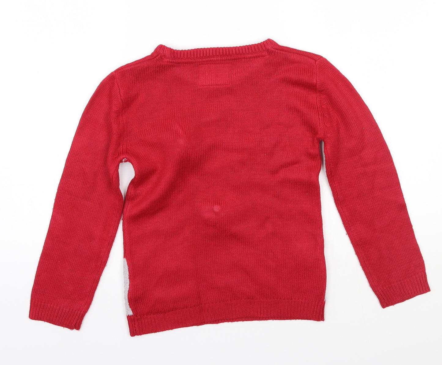 Christmas wishes Girls Red   Pullover Jumper Size 7 Years  - Christmas