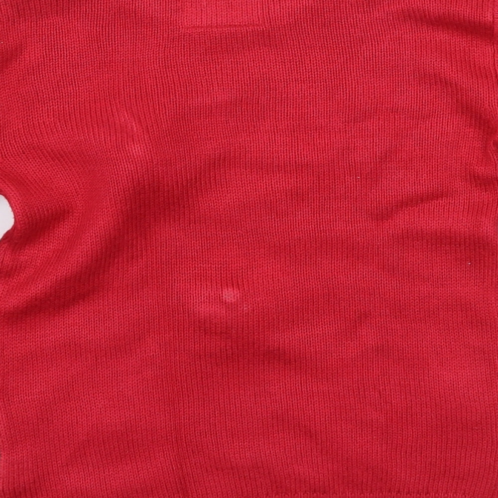 Christmas wishes Girls Red   Pullover Jumper Size 7 Years  - Christmas