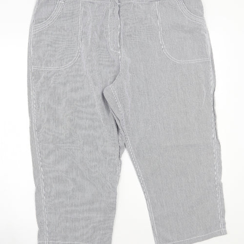 BM Womens White Striped  Trousers  Size 18 L20 in