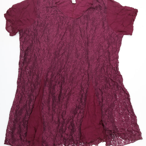 Crealine Womens Red Geometric Lace Fit & Flare  Size 28