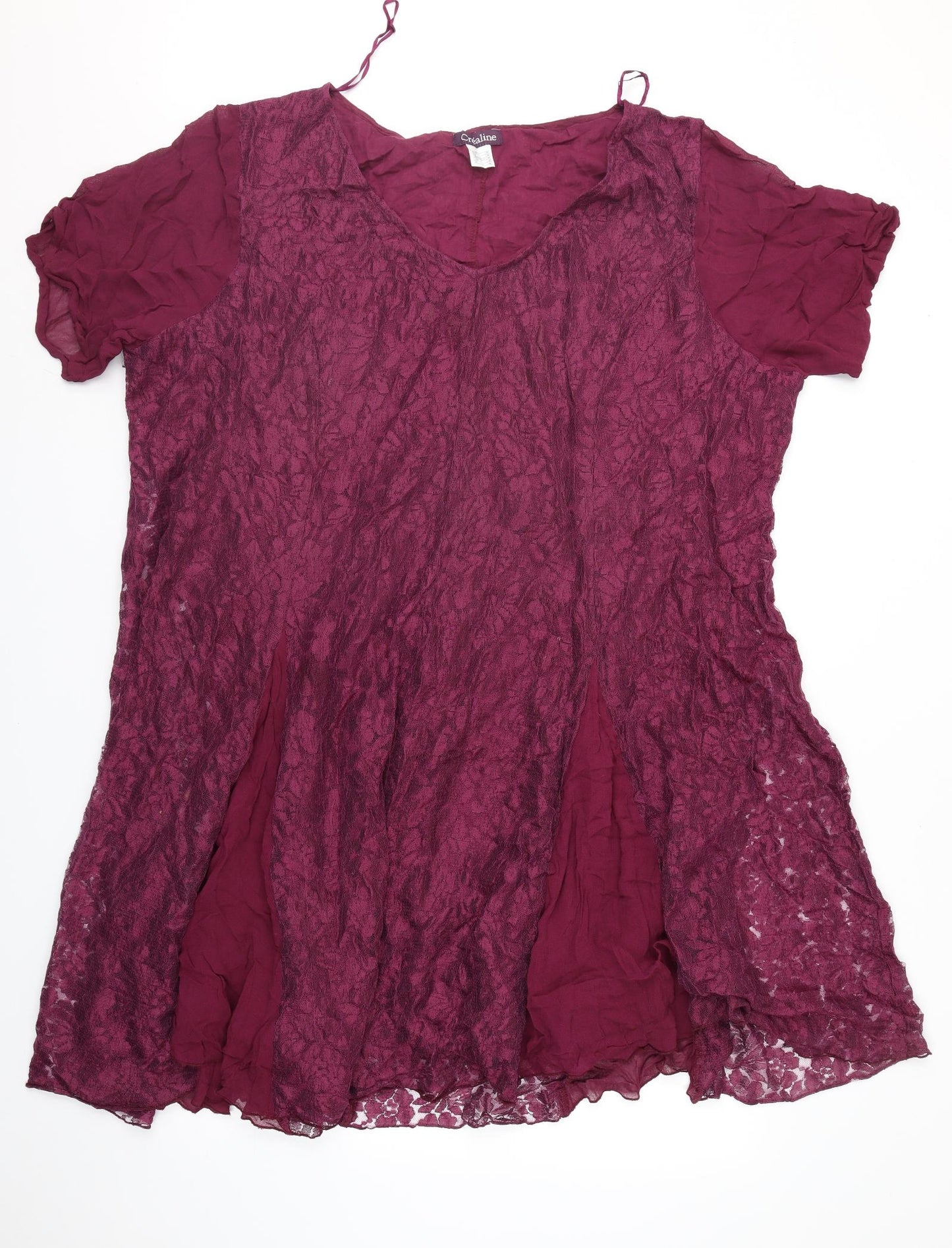 Crealine Womens Red Geometric Lace Fit & Flare  Size 28