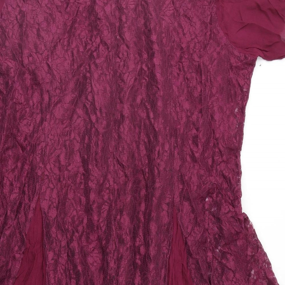 Crealine Womens Red Geometric Lace Fit & Flare  Size 28