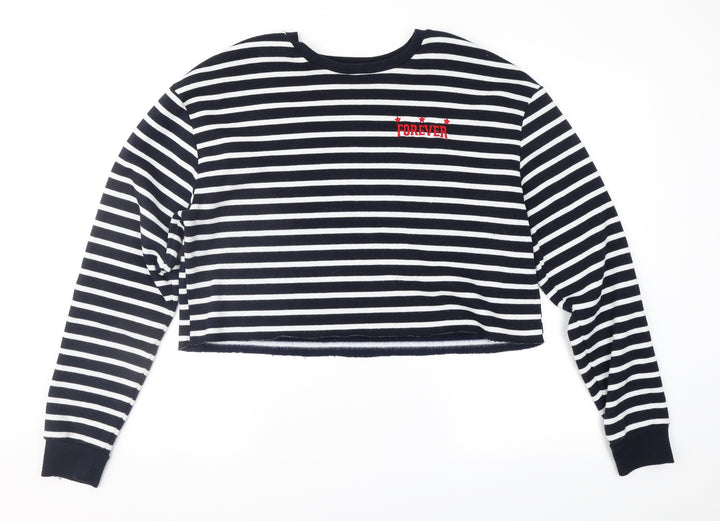Topshop Womens Black Striped  Pullover Sweatshirt Size 12