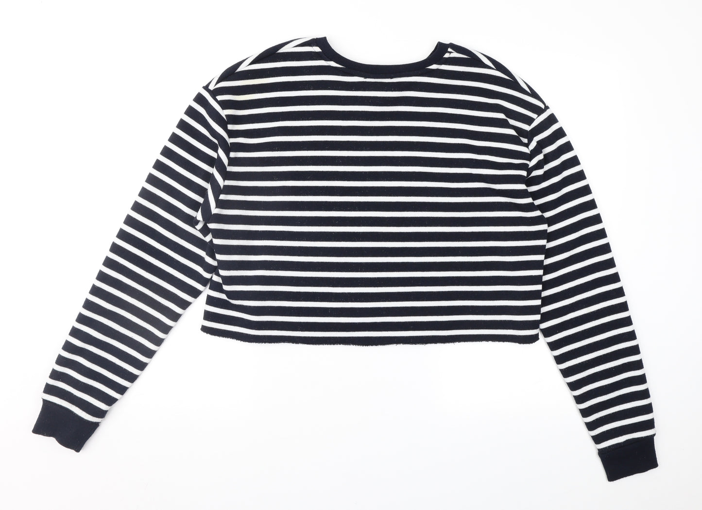 Topshop Womens Black Striped  Pullover Sweatshirt Size 12