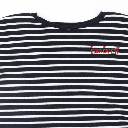 Topshop Womens Black Striped  Pullover Sweatshirt Size 12
