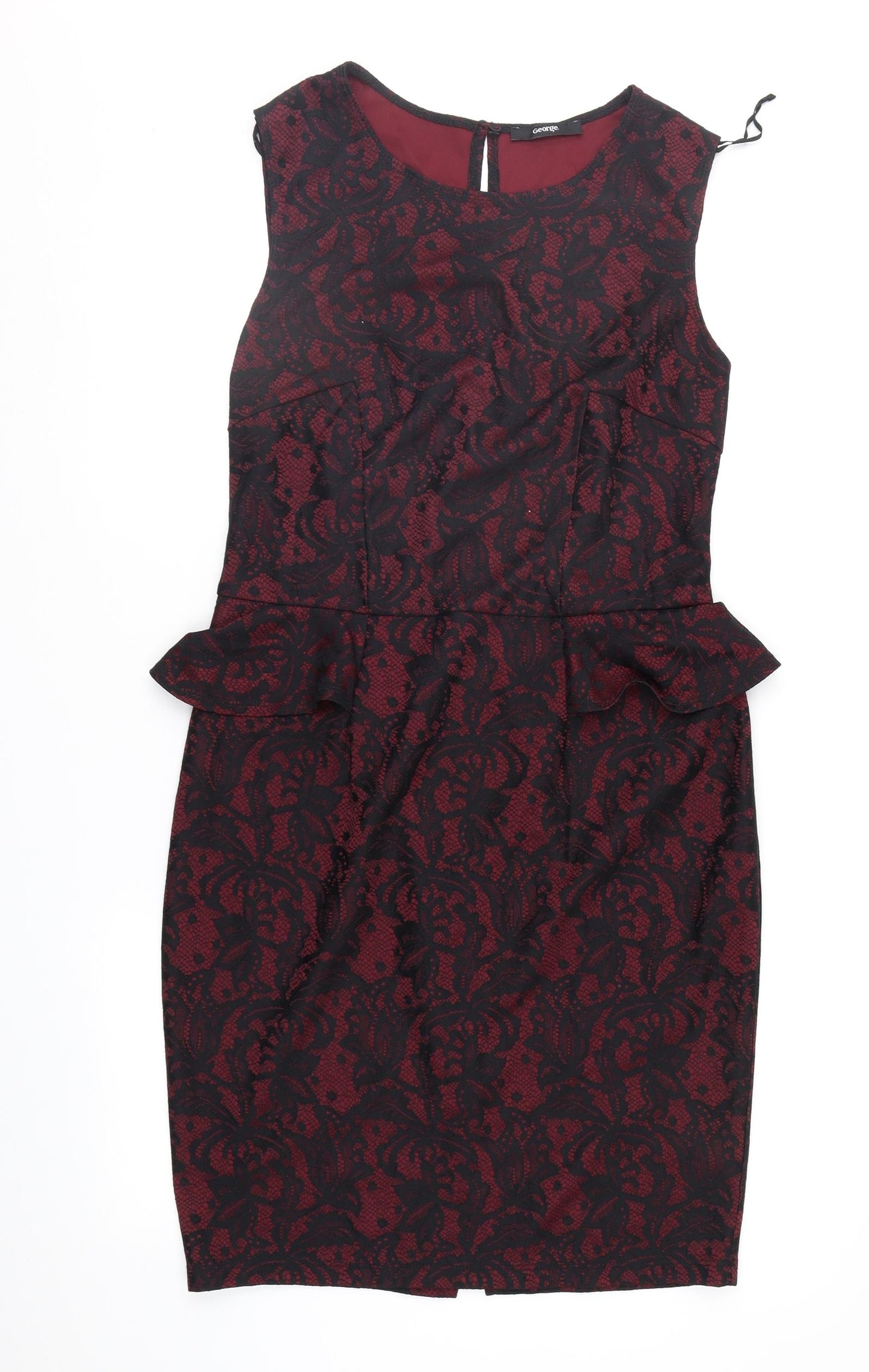 George Womens Red Geometric  Sheath  Size 14